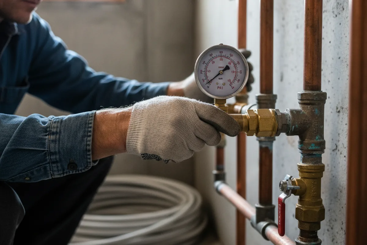 Pressure testing a repaired line during Water Line Repair in Somerdale